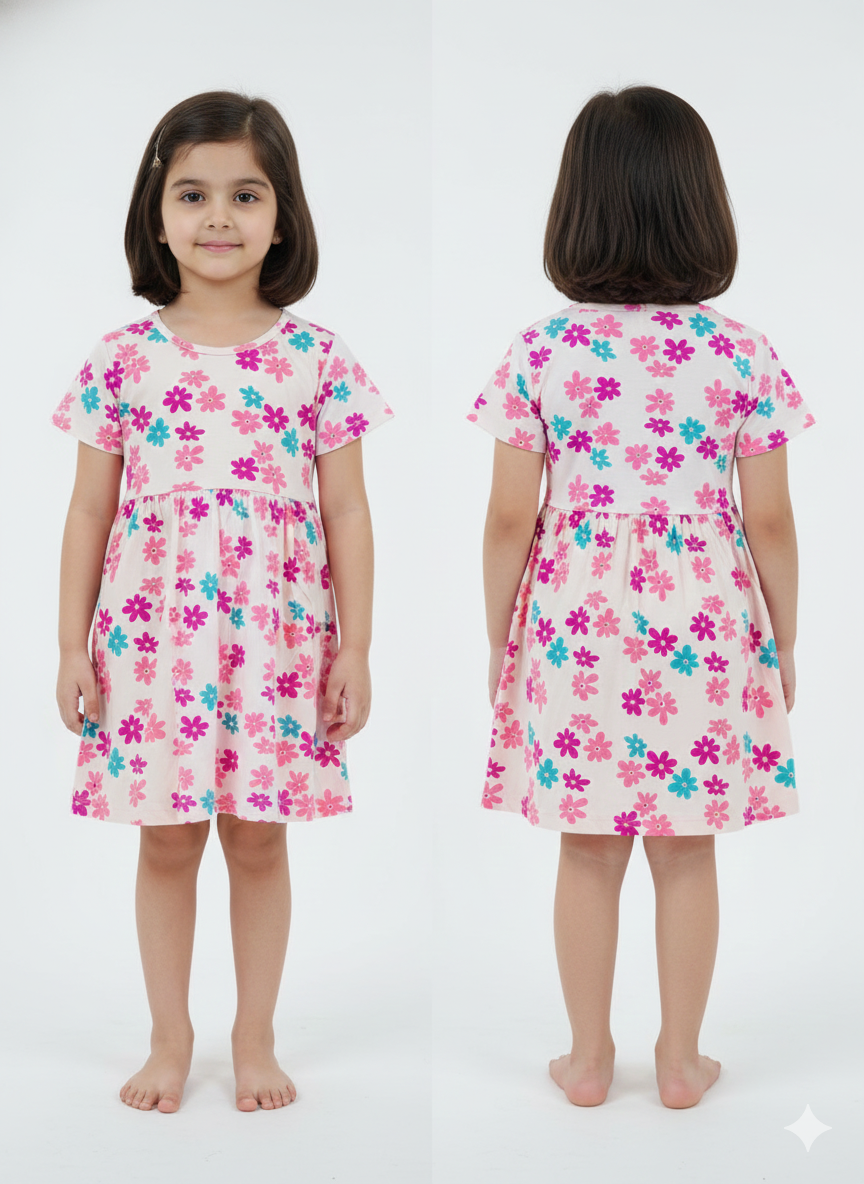 Flower Fun Cotton Girls Dress