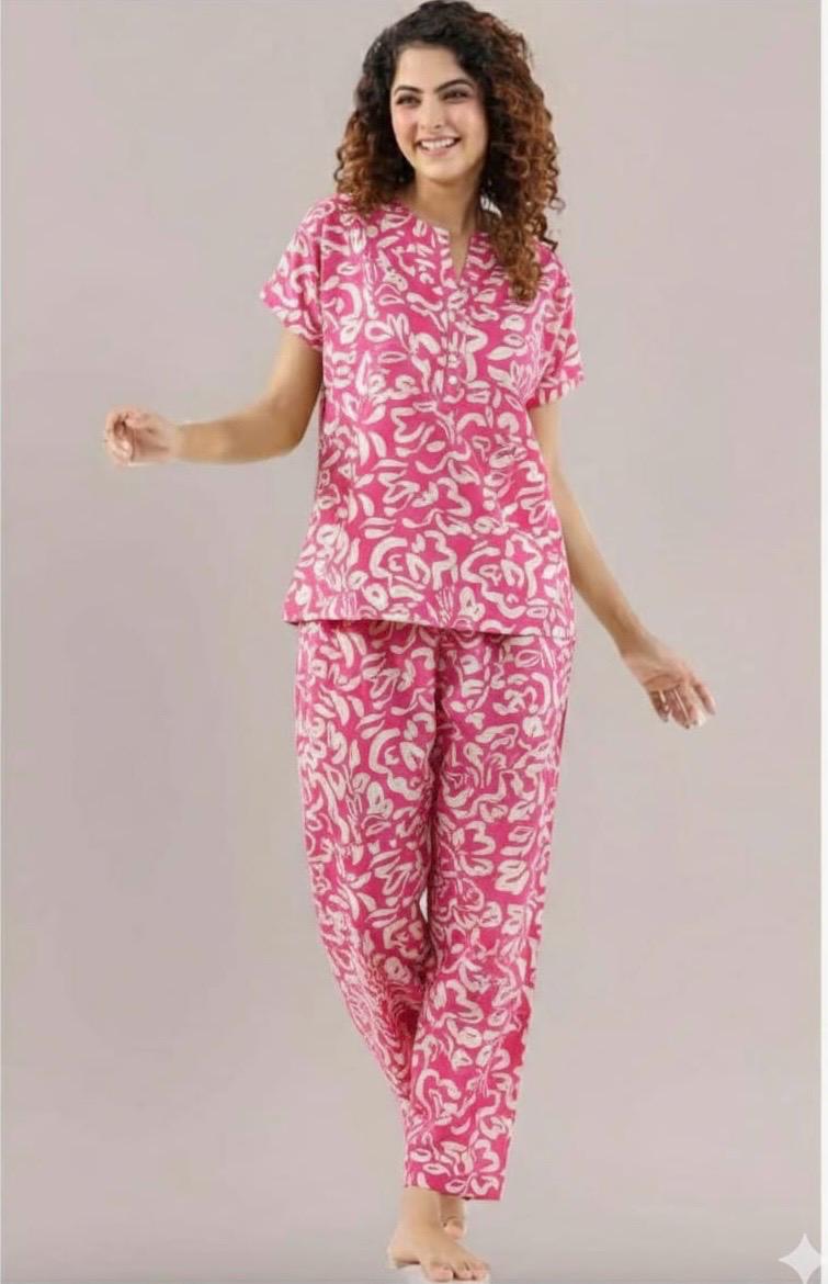 Blush Pink Printed Rayon Cotton Co-Ord Set