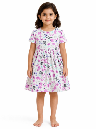 Floral Bloom 100% Cotton Kids Dress
